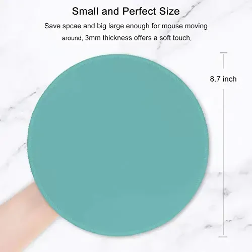 Hsurbtra Mouse Pad, Premium-Textured Small Round Mousepad 8.7 x 8.7 Inch Green, Stitched Edge Anti-Slip Waterproof Rubber Pretty Cute Computer Mat for Office Home Gaming Laptop Men Women Kids - 2