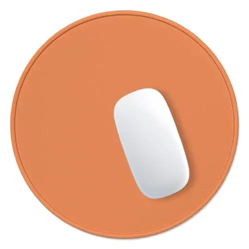 Hsurbtra Mouse Pad, Premium-Textured Small Round Mousepad 8.7 x 8.7 Inch Orange, Stitched Edge Anti-Slip Waterproof Rubber Pretty Cute Computer Mat for Office Home Gaming Laptop Men Women Kids - HSURBTRA