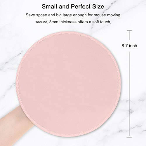 Hsurbtra Mouse Pad, Premium-Textured Small Round Mousepad 8.7 x 8.7 Inch Pink, Stitched Edge Anti-Slip Waterproof Rubber Mouse Mat, Pretty Cute Mouse Pad for Office Home Gaming Laptop Men Women Kids - 2