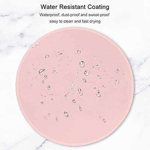 Hsurbtra Mouse Pad, Premium-Textured Small Round Mousepad 8.7 x 8.7 Inch Pink, Stitched Edge Anti-Slip Waterproof Rubber Mouse Mat, Pretty Cute Mouse Pad for Office Home Gaming Laptop Men Women Kids - 6