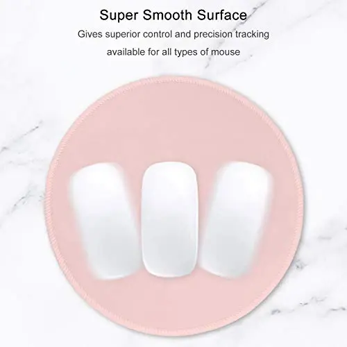 Hsurbtra Mouse Pad, Premium-Textured Small Round Mousepad 8.7 x 8.7 Inch Pink, Stitched Edge Anti-Slip Waterproof Rubber Mouse Mat, Pretty Cute Mouse Pad for Office Home Gaming Laptop Men Women Kids - HSURBTRA