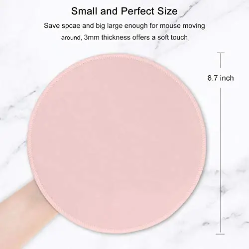 Hsurbtra Mouse Pad, Premium-Textured Small Round Mousepad 8.7 x 8.7 Inch Pink, Stitched Edge Anti-Slip Waterproof Rubber Mouse Mat, Pretty Cute Mouse Pad for Office Home Gaming Laptop Men Women Kids - 6