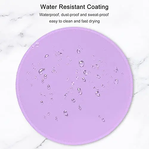 Hsurbtra Mouse Pad, Premium-Textured Small Round Mousepad 8.7 x 8.7 Inch Purple, Stitched Edge Anti-Slip Waterproof Rubber Pretty Cute Computer Mat for Office Home Gaming Laptop Men Women Kids - 5