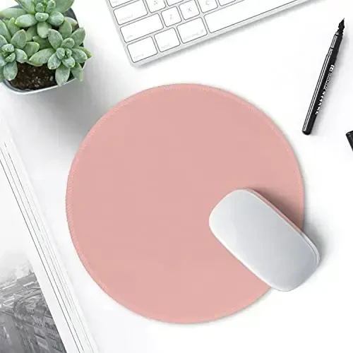 Hsurbtra Mouse Pad, Premium-Textured Small Round Mousepad 8.7 x 8.7 Inch Warm Pink, Stitched Edge Anti-Slip Waterproof Rubber Pretty Cute Computer Mat for Office Home Gaming Laptop Men Women Kids - 7