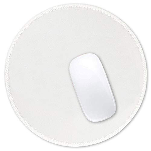 Hsurbtra Mouse Pad, Premium-Textured Small Round Mousepad 8.7 x 8.7 Inch White, Stitched Edge Anti-Slip Waterproof Rubber Mouse Mat, Pretty Cute Mouse Pad for Office Home Gaming Laptop Men Women Kids - 1