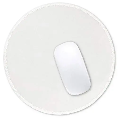 Hsurbtra Mouse Pad, Premium-Textured Small Round Mousepad 8.7 x 8.7 Inch White, Stitched Edge Anti-Slip Waterproof Rubber Mouse Mat, Pretty Cute Mouse Pad for Office Home Gaming Laptop Men Women Kids 