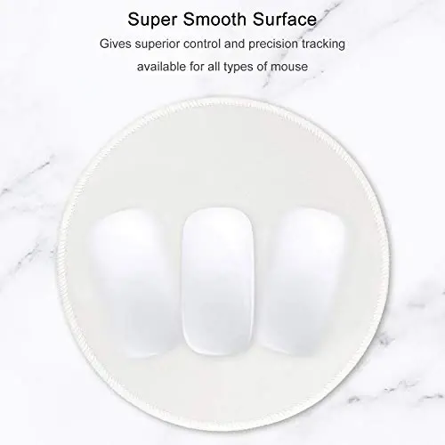 Hsurbtra Mouse Pad, Premium-Textured Small Round Mousepad 8.7 x 8.7 Inch White, Stitched Edge Anti-Slip Waterproof Rubber Mouse Mat, Pretty Cute Mouse Pad for Office Home Gaming Laptop Men Women Kids - HSURBTRA (1)