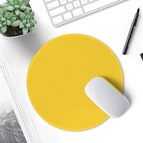 Hsurbtra Mouse Pad, Premium-Textured Small Round Mousepad 8.7 x 8.7 Inch Yellow, Stitched Edge Anti-slip Waterproof Rubber Mouse Mat, Pretty Cute Mouse Pad for Office Home Gaming Laptop Men Women Kids - 7