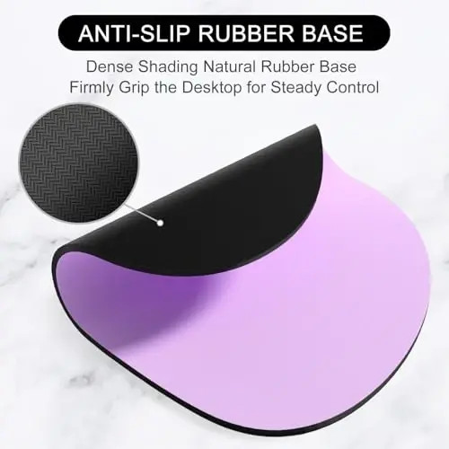 Hsurbtra Mouse Pad, Premium-To'qimali Kichik Oval Mousepad 8.7 x 7.1 Inch Binafsha, Qalin 3 mm Sirpanmaydigan Suv o'tkazmaydigan Rezina Chiroyli Yoqimli Kompyuter Mat Ofis Uy O'yin Noutbuk Erkaklar Ayollar Bolalar uchun - 3