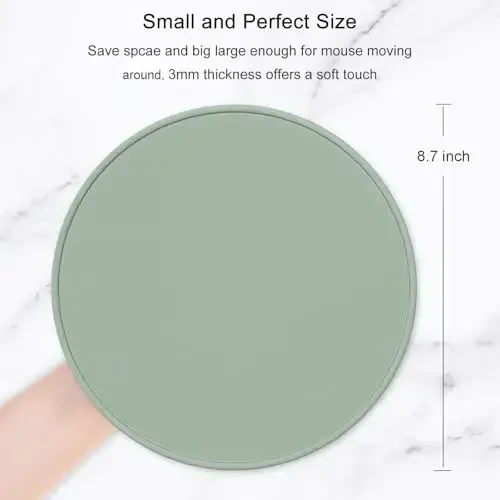 Hsurbtra Mouse Pad, Premium-Textured Small Round Mousepad 8.7 x 8.7 Inch Bean Green, Stitched Edge Anti-Slip Waterproof Rubber Pretty Cute Computer Mat for Office Home Gaming Laptop Men Women Kids - 2