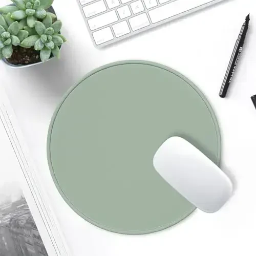Hsurbtra Mouse Pad, Premium-Textured Small Round Mousepad 8.7 x 8.7 Inch Bean Green, Stitched Edge Anti-Slip Waterproof Rubber Pretty Cute Computer Mat for Office Home Gaming Laptop Men Women Kids - 7
