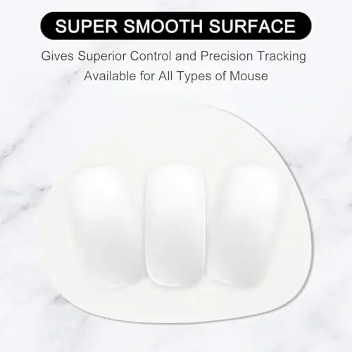 Hsurbtra Mouse Pad, Premium-Textured Small Oval Mousepad 8.7 x 7.1 Inch White, Thick 3 mm Anti-Slip Waterproof Rubber Pretty Cute Computer Mat for Office Home Gaming Laptop Men Women Kids - 2