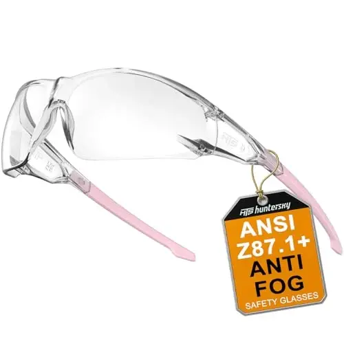 HTS HUNTERSKY ANSI Z87.1 Anti-Fog Çift Lensli Şeffaf Güvenlik Gözlüğü, Piklebol laboratuvar kimya gözlüğü, çizilmeye dayanıklı 