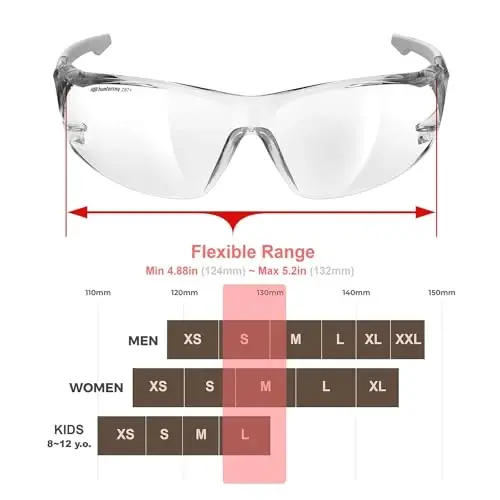 HTS HUNTERSKY ANSI Z87.1 Anti-Fog Clear Safety Glasses Pickleball Youth Baseball Lab Chemistry Goggles Scratch Resistant - 5