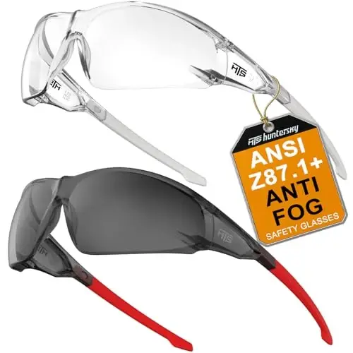 HTS HUNTERSKY ANSI Z87.1 Anti-Fog Clear Safety Glasses Pickleball Youth Baseball Lab Chemistry Goggles Scratch Resistant - 1