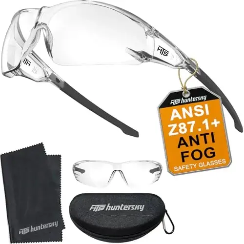 HTS HUNTERSKY ANSI Z87.1 Anti-Fog Clear Safety Glasses Pickleball Youth Baseball Lab Chemistry Goggles Scratch Resistant - HTS