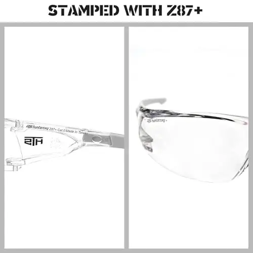 HTS HUNTERSKY ANSI Z87.1 Anti-Fog O'rash Shaffof Xavfsizlik Ko'zoynaklari, Picklebol laboratoriya kimyo ko'zoynaklari chizishga chidamli - 3