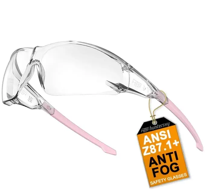 HTS HUNTERSKY ANSI Z87.1 Anti-Fog Wrap-Around Clear Safety Glasses, Pickleball lab chemistry goggles with Scratch Resistant - 7