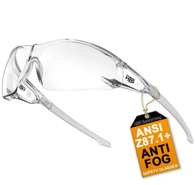 HTS HUNTERSKY ANSI Z87.1 Anti-Fog Wrap-Around Clear Safety Glasses, Pickleball lab chemistry goggles with Scratch Resistant - 1