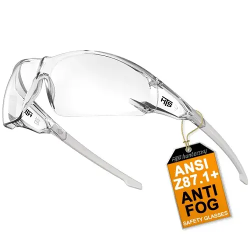 HTS HUNTERSKY ANSI Z87.1 Anti-Fog Wrap-Around Clear Safety Glasses, Pickleball lab chemistry goggles with Scratch Resistant 