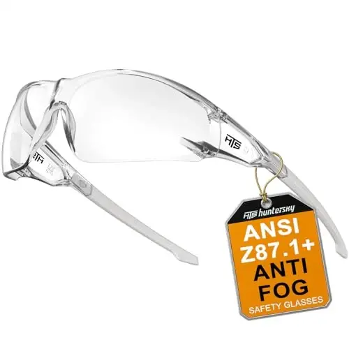 HTS HUNTERSKY ANSI Z87.1 Anti-Fog Wrap-Around Shaffof Himoya Ko'zoynaklari, Pickleball laboratoriya kimyosi ko'zoynaklari tirnalishga chidamli 