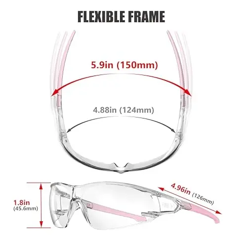 HTS HUNTERSKY ANSI Z87.1 Anti-Fog Wrap-Around Clear Safety Glasses, Pickleball lab chemistry goggles with Scratch Resistant - 6