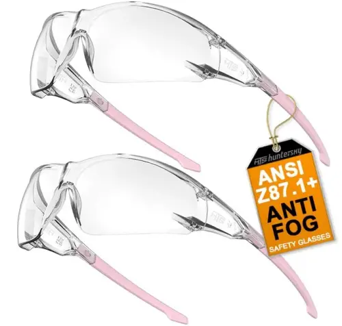 HTS HUNTERSKY ANSI Z87.1 Anti-Fog Wrap-Around Clear Safety Glasses, Pickleball lab chemistry goggles with Scratch Resistant 