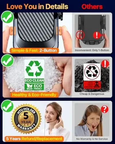 HTU 2025 Best Car Phone Holder 【Ultimate 5-in-1 & Upgraded 100+LBS Strongest Suction】【True Military-Grade & Safety Cert】 360° Windshield Dashboard Vent Mount Stand for iPhone Android & Truck, Black - 1