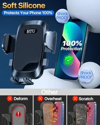 【2026 New Upgraded True Military-Grade】Best Car Phone Holder【Ultimate 5-in-1 & Upgraded 100+LBS Strongest Suction】360° Windshield Dashboard Vent Mount Stand for iPhone Android & Truck, Deep Black - HTU (1)