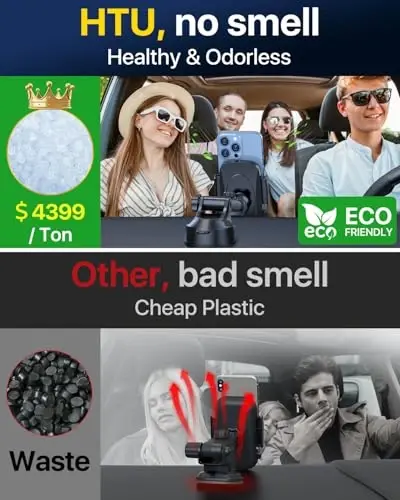 HTU 𝟐𝟎𝟐𝟔 𝐔𝐩𝐠𝐫𝐚𝐝𝐞𝐝【True Military-Grade】 Car Phone Holder【Safety Certs & No Smell】 Cell Phone Holder for Car Mount for Dashboard Windshield Air Vent Long Arm Thick Case,Green - 3
