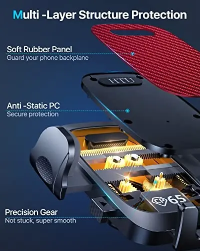 HTU 𝟐𝟎𝟐𝟔 𝐔𝐩𝐠𝐫𝐚𝐝𝐞𝐝【True Military-Grade】 Car Phone Holder【Safety Certs & No Smell】 Cell Phone Holder for Car Mount for Dashboard Windshield Air Vent Long Arm Thick Case,Red - 4