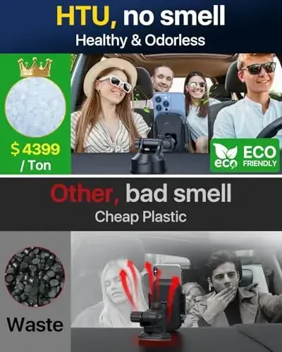 HTU 𝟐𝟎𝟐𝟔 𝐔𝐩𝐠𝐫𝐚𝐝𝐞𝐝【True Military-Grade】 Car Phone Holder【Safety Certs & No Smell】 Cell Phone Holder for Car Mount for Dashboard Windshield Air Vent Long Arm Thick Case,Green - 3