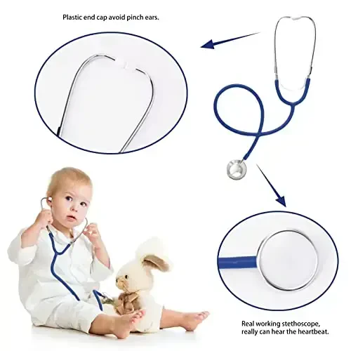 HTVYYDS Doctor Costume Kids, Lab Coat for Kids with Working Stethoscope and ID Card, Doctor Scientist Costume for Boy Girl - 4