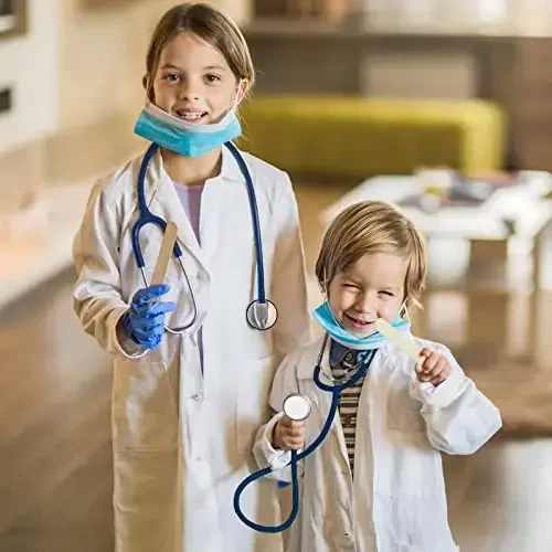 HTVYYDS Doctor Costume Kids, Lab Coat for Kids with Working Stethoscope and ID Card,Doctor Scientist Costume for Boy Girl - 2