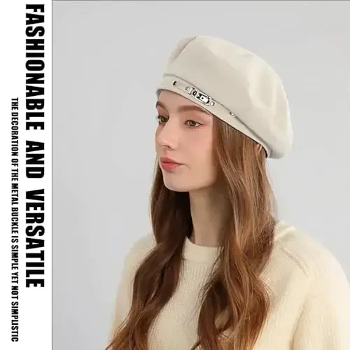 huablo French Beret Hats for Women Premium Cotton Beanie - 1