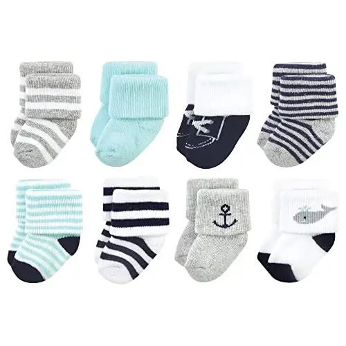 Hudson Baby Baby 8-pack Cotton Rich Newborn and Terry Socks - 1