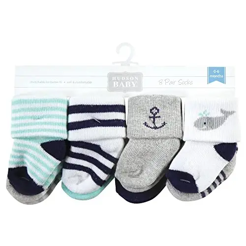 Hudson Baby Baby 8-pack Cotton Rich Newborn and Terry Socks - 2