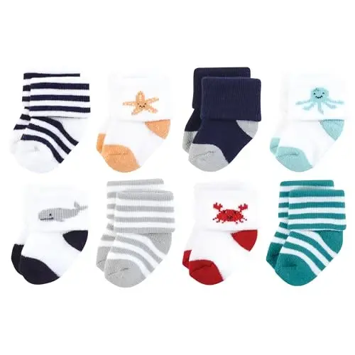 Hudson Baby Baby 8-pack Cotton Rich Newborn and Terry Socks - 1