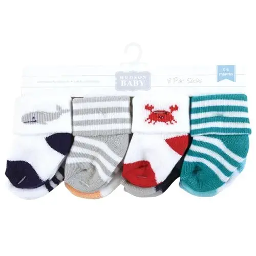 Hudson Baby Baby 8-pack Cotton Rich Newborn and Terry Socks - HUDSON (1)