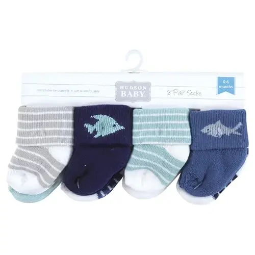 Hudson Baby Baby 8-pack Cotton Rich Newborn and Terry Socks - 2