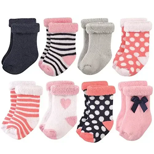 Hudson Baby baby-boys Cotton Rich Newborn and Terry Socks 