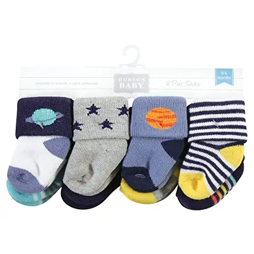 Hudson Baby baby-boys Cotton Rich Newborn and Terry Socks - 17