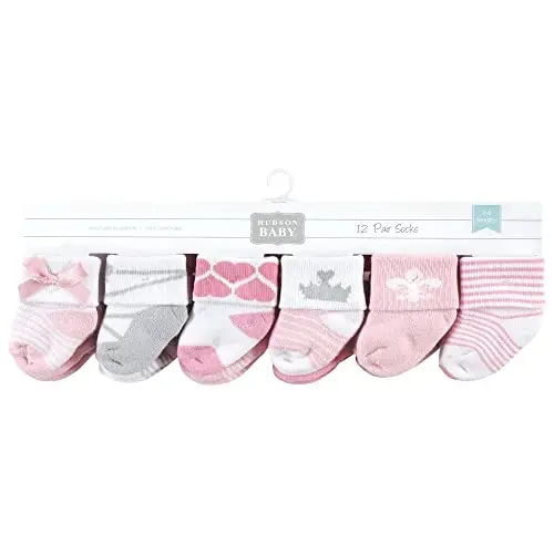Hudson Baby baby-boys Cotton Rich Newborn and Terry Socks - 2