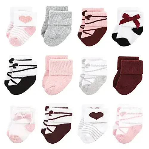 Hudson Baby baby-boys Cotton Rich Newborn and Terry Socks 