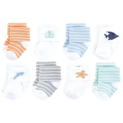 Hudson Baby baby-boys Cotton Rich Newborn and Terry Socks 
