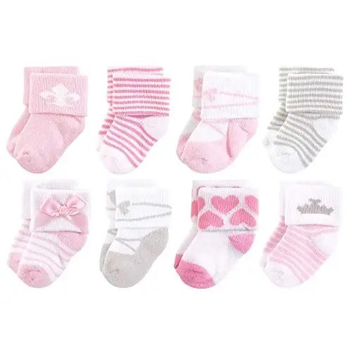 Hudson Baby Baby Girls' Cotton Rich Newborn and Terry Socks 