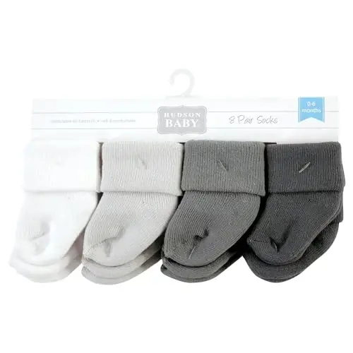 Hudson Baby Baby Girls' Cotton Rich Newborn and Terry Socks - 2