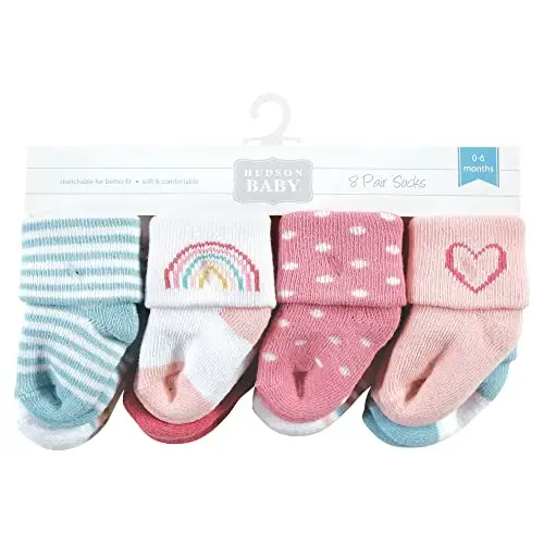 Hudson Baby Baby Girls' Cotton Rich Newborn and Terry Socks - 2