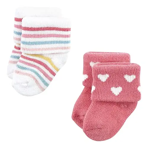 Hudson Baby Baby Girls' Cotton Rich Newborn and Terry Socks - 3