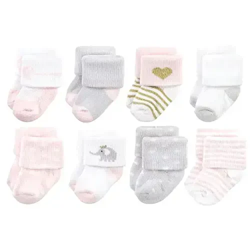 Hudson Baby Baby Girls' Cotton Rich Newborn and Terry Socks - 1